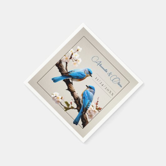 Spring Bluebirds Bruiloft Servet (Hoek)