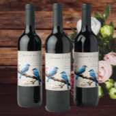 Spring Bluebirds Bruiloft Wijn Etiket