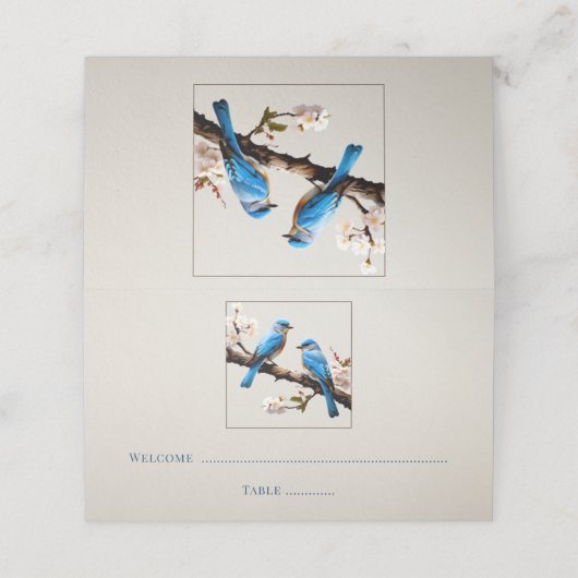 Spring Bluebirds Receptie Plaatskaartje (Buitenkant ongevouwen)