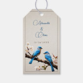 Spring Bluebirds Trouwgunst Cadeaulabel (Voorkant)