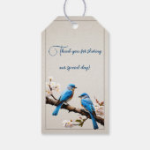 Spring Bluebirds Trouwgunst Cadeaulabel (Achterkant)