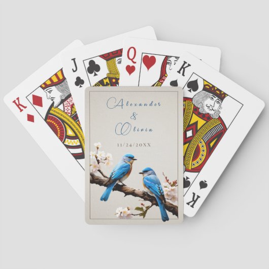 Spring Bluebirds Trouwgunst Pokerkaarten (Achterkant)