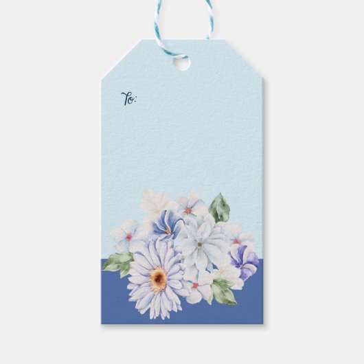 Spring Blues Bloemen  cadeau Labels Cadeaulabel (Voorkant)