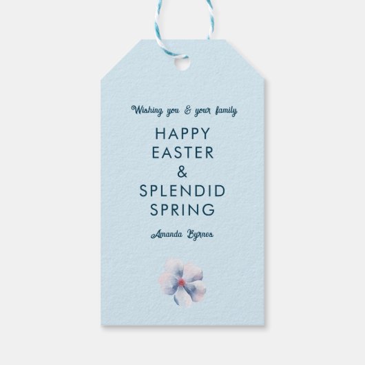 Spring Blues Bloemen  cadeau Labels Cadeaulabel (Achterkant)