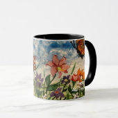 Spring Blues en Oranje kinderkunstwerken Mok (Voorkant rechts)