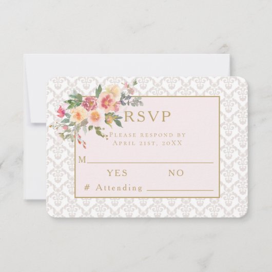 Spring Blush Bloemen Bruiloft Reactie RSVP Kaart (Voorkant)