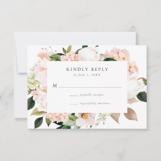 Spring Blush Bloemen Bruiloft RSVP Kaart (Voorkant)