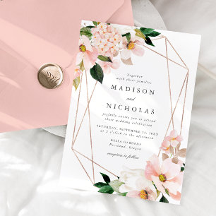 Spring Blush Bloemen Geometrisch Lijst Bruiloft Kaart