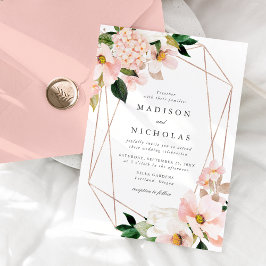 Spring Blush Bloemen Geometrisch Lijst Bruiloft Kaart