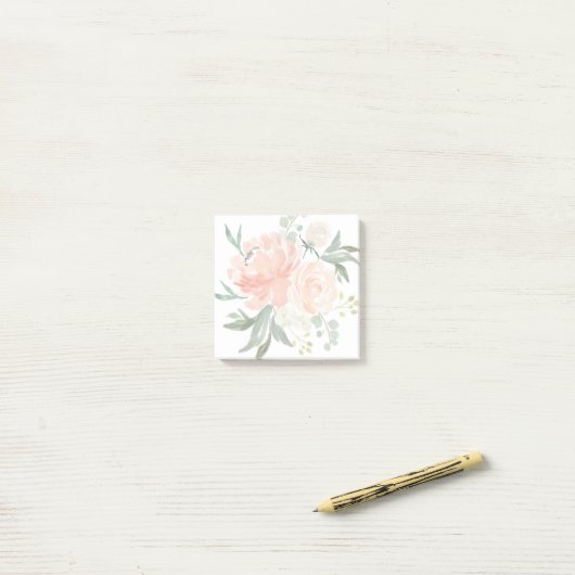 Spring Blush en Peach Waterverf Floral Post-it® Notes (Op bureau)