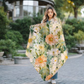 Spring Blush en Perzik Waterverf Floral Botanical Fleece Deken