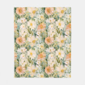 Spring Blush en Perzik Waterverf Floral Botanical Fleece Deken (Voorkant)