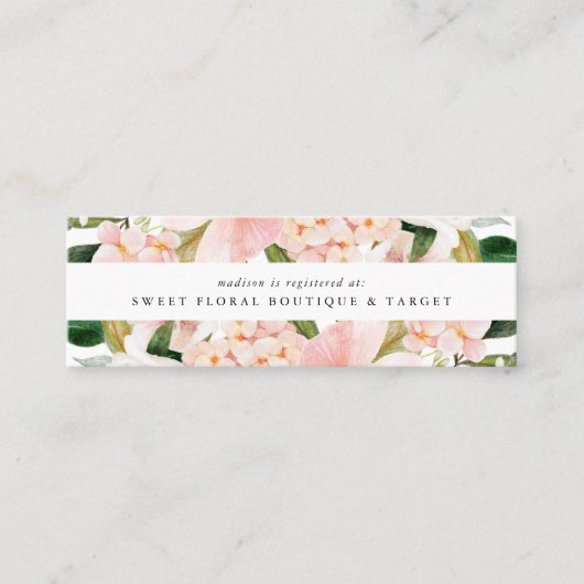 Spring Blush Floral Bridal Registry Invoegen Kaart Mini Visitekaartje (Voorkant)
