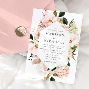 Spring Blush Floral Lijst Wedding Kaart