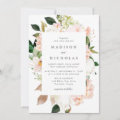 Spring Blush Floral Lijst Wedding Kaart (Voorkant)