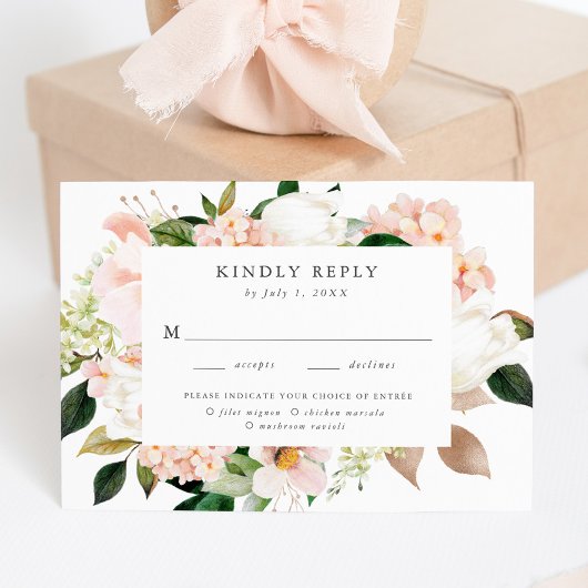 Spring Blush Floral Meal Choice RSVP-kaart RSVP Kaartje