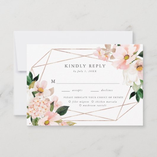 Spring Blush Floral Meal Choice RSVP-kaart RSVP Kaartje (Voorkant)