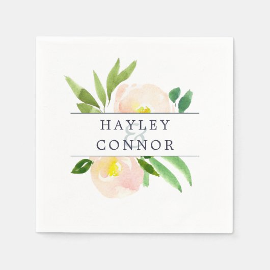 Spring Blush | Floral Personalized Wedding Servet (Voorkant)