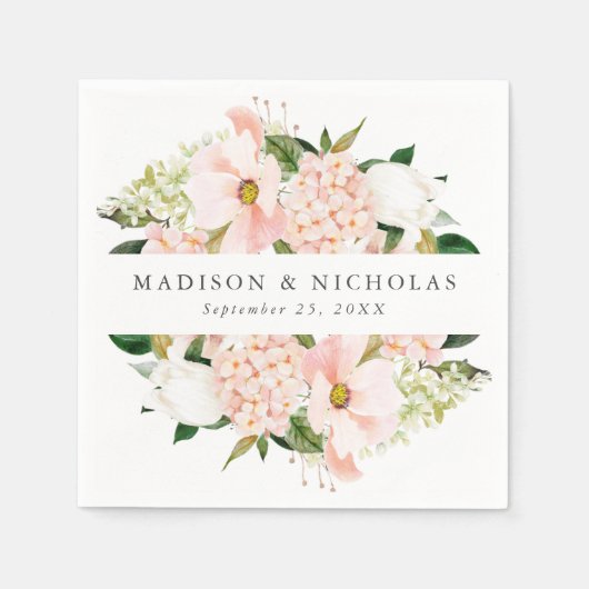 Spring Blush Floral Personalized Wedding Servet (Voorkant)