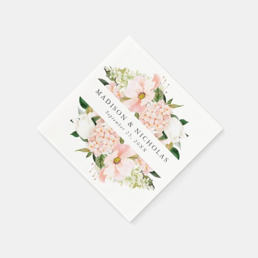 Spring Blush Floral Personalized Wedding Servet (Hoek)