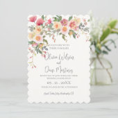 Spring Blush Floral Wedding Invitation Kaart (Staand voorkant)
