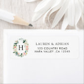 Spring Blush Floral Wreath Retouradres Labels (Insitu)