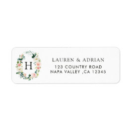 Spring Blush Floral Wreath Retouradres Labels