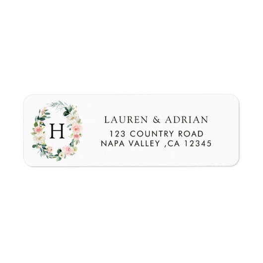 Spring Blush Floral Wreath Retouradres Labels (Voorkant)