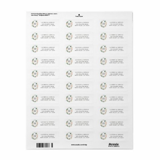 Spring Blush Floral Wreath Retouradres Labels (Full Sheet)