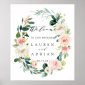 Spring Blush Floral Wreath Weddenschap Welkom Poster (Voorkant)