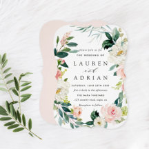 Spring Blush Floral Wreath Wedding Invitation