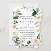 Spring Blush Floral Wreath Wedding Invitation Kaart (Voorkant)