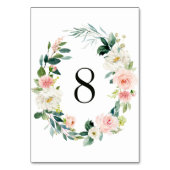 Spring Blush Floral Wreath Wedding Table Number Kaart (Achterkant)