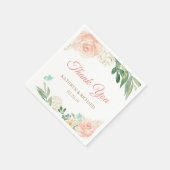 Spring Blush Peach Floral Dank u bruiloft Servetten (Hoek)