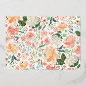 Spring Blush Peach Waterverf Floral Bridal Brunch Folie Uitnodiging (Achterkant)