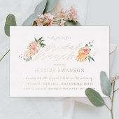 Spring Blush Peach Waterverf Floral Bridal Brunch Folie Uitnodiging