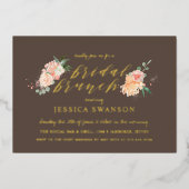 Spring Blush Peach Waterverf Floral Bridal Brunch Folie Uitnodiging (Voorkant)