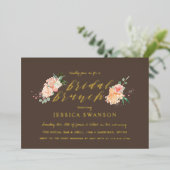 Spring Blush Peach Waterverf Floral Bridal Brunch Folie Uitnodiging (Staand Voorkant)