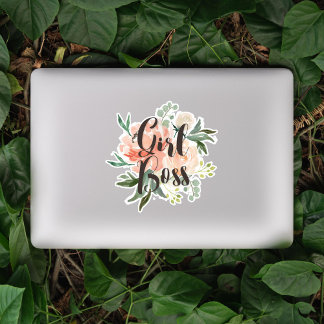 Spring Blush Peach Waterverf Floral Girl Boss Sticker