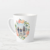 Spring Blush Peach Waterverf Floral Wreatfoto Latte Mok (Linkerhoek)