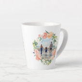 Spring Blush Peach Waterverf Floral Wreatfoto Latte Mok (Rechterhoek)