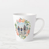 Spring Blush Peach Waterverf Floral Wreatfoto Latte Mok (Rechts)