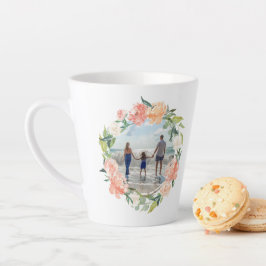 Spring Blush Peach Waterverf Floral Wreatfoto Latte Mok