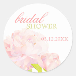 Spring Blush Peony Bridal Shower Uitnodiging Ronde Sticker