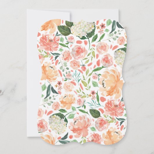 Spring Blush Perzik Waterverf Bloemen Bat Mitzvah Kaart (Achterkant)