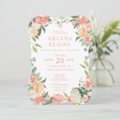 Spring Blush Perzik Waterverf Bloemen Bat Mitzvah Kaart (Staand voorkant)