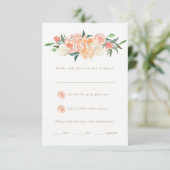 Spring Blush Perzik Waterverf Bloemen Huwelijk RSV RSVP Kaartje (Staand voorkant)