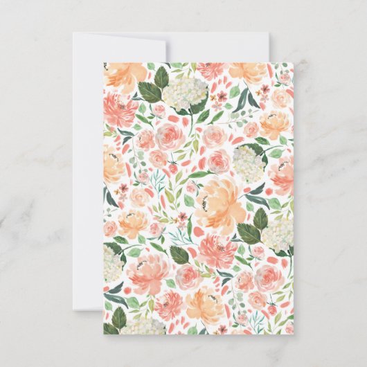Spring Blush Perzik Waterverf Bloemen Huwelijk RSV RSVP Kaartje (Achterkant)