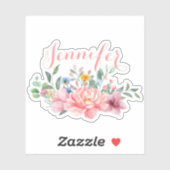 Spring Blush Roze Bloemen Boeket Personaliseer Naa Sticker (Vel)