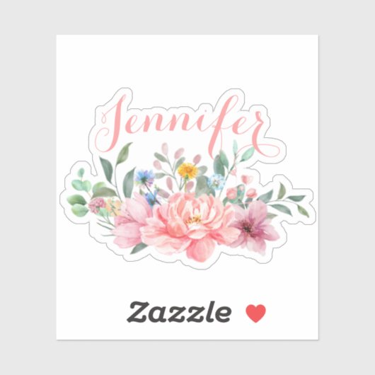 Spring Blush Roze Bloemen Boeket Personaliseer Naa Sticker (Vel)